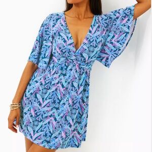 Lily Pulitzer Womens Minka Blue Floral Skirted Romper XS